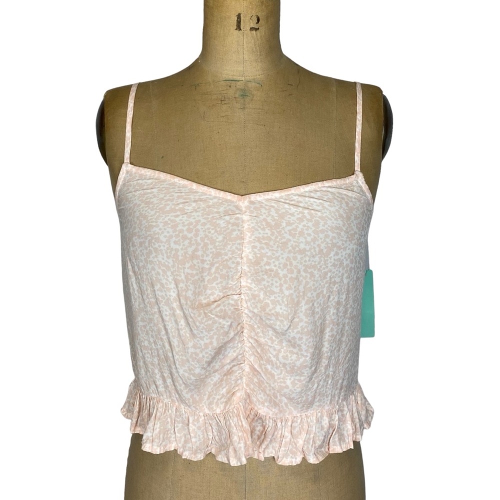 Abound Peach/White Casual Ruffle Hem Tank Top Size XS